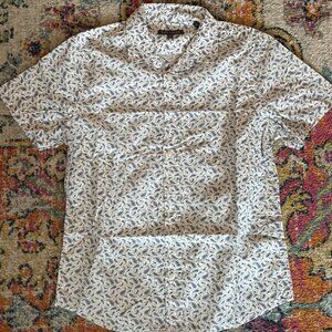 Men's Slate & Stone White w/ Navy Paisley Cotton Button-down Shirt - M